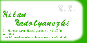 milan nadolyanszki business card